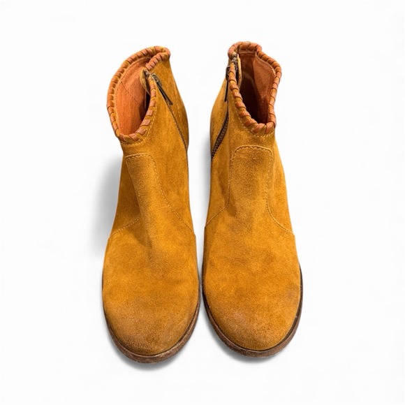 Frye Nora Whipstitch‎ Suede Brown Heeled Bootie Size 8.5 B - Picture 2 of 6